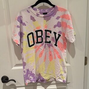 Like New! Obey Short Sleeve Tie-Dye Tee - Purple, Orange, Yellow